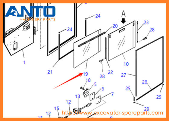 421-925-4711 4219254711 Accesorio de vidrio KOMATSU Excavadora WA380 WA430 WA450 WA470 WA480 WA500