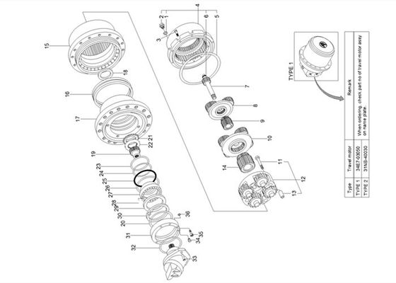 Caja de cambios del viaje del engranaje de Sun ZTAJ-00009 para el excavador R480LC9 de Hyundai